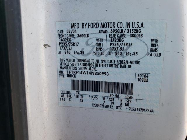 Photo 10 from auction – 2004 FORD F-150 with VIN 1FTRF14W14NB50993