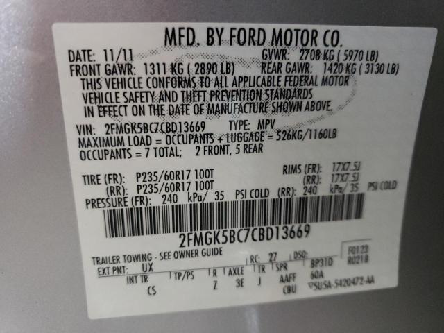 Photo 10 from auction – 2012 FORD FLEX SE with VIN 2FMGK5BC7CBD13669