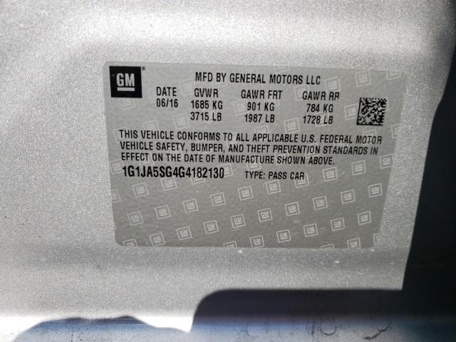 Photo 10 from auction – 2016 CHEVROLET SONIC LS with VIN 1G1JA5SG4G4182130