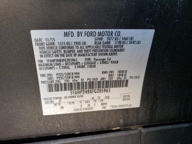 Photo 10 from auction – 2015 FORD TAURUS SEL with VIN 1FAHP2H8XFG205965