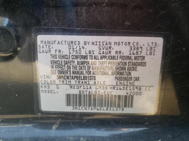 Photo 10 from auction – 2014 NISSAN VERSA S with VIN 3N1CN7AP6EL851378