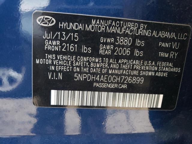 Photo 10 from auction – 2016 HYUNDAI ELANTRA SE with VIN 5NPDH4AE0GH726899