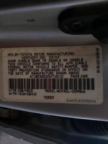 Photo 10 from auction – 2003 TOYOTA CAMRY LE with VIN 4T1BE32K23U719110