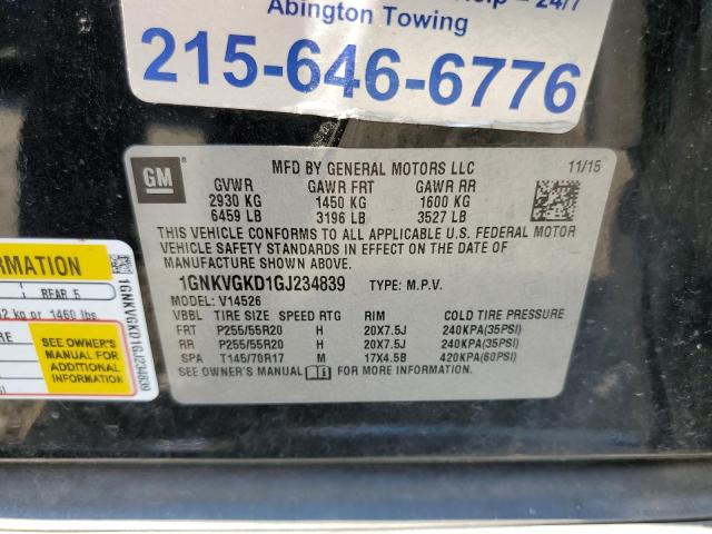 Photo 10 from auction – 2016 CHEVROLET TRAVERSE L with VIN 1GNKVGKD1GJ234839
