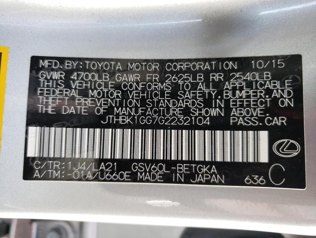 Photo 10 from auction – 2016 LEXUS ES 350 with VIN JTHBK1GG7G2232104