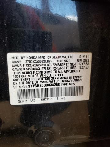 Photo 10 from auction – 2011 HONDA PILOT LX with VIN 5FNYF3H20BB038258