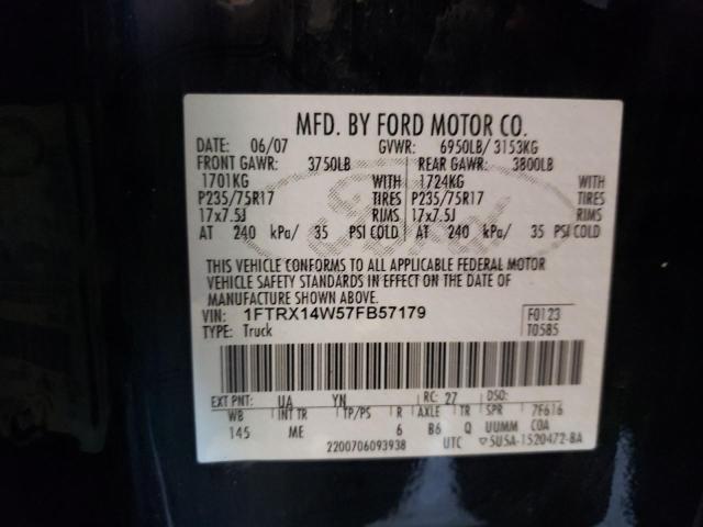 Photo 10 from auction – 2007 FORD F150 with VIN 1FTRX14W57FB57179