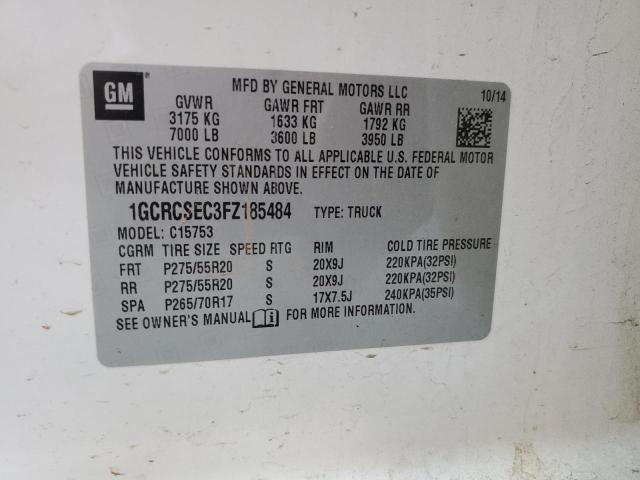 Photo 10 from auction – 2015 CHEVROLET SILVERADO with VIN 1GCRCSEC3FZ185484