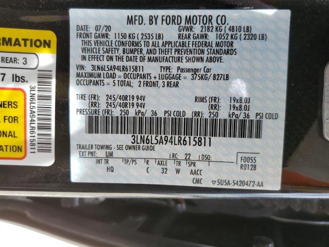 Photo 10 from auction – 2020 LINCOLN MKZ with VIN 3LN6L5A94LR615811