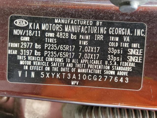 Photo 10 from auction – 2012 KIA SORENTO BA with VIN 5XYKT3A10CG277643