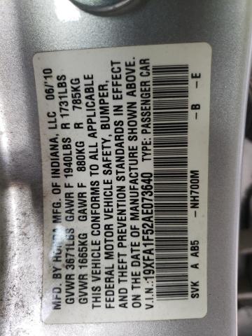 Photo 10 from auction – 2010 HONDA CIVIC LX with VIN 19XFA1F52AE073640