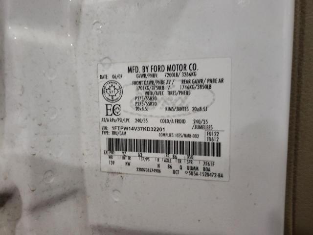 Photo 10 from auction – 2007 FORD F150 SUPER with VIN 1FTPW14V37KD32201