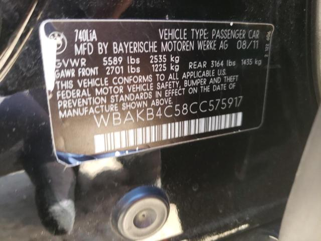 Photo 10 from auction – 2012 BMW 740 LI with VIN WBAKB4C58CC575917