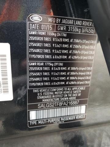 Photo 10 from auction – 2015 LAND ROVER RANGE ROVE with VIN SALGS2TF8FA216887