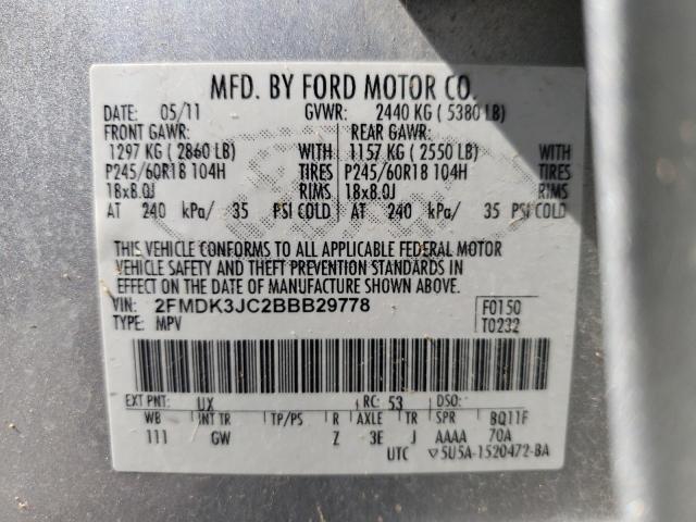 Photo 10 from auction – 2011 FORD EDGE SEL with VIN 2FMDK3JC2BBB29778