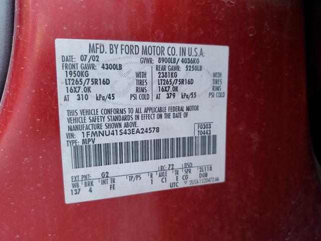 Photo 10 from auction – 2003 FORD EXCURSION with VIN 1FMNU41S43EA24578