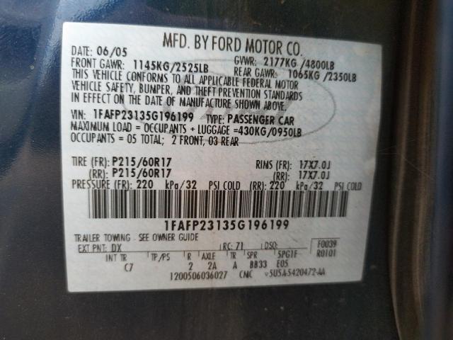 Photo 10 from auction – 2005 FORD FIVE HUNDR with VIN 1FAFP23135G196199