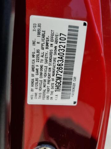Photo 10 from auction – 2003 HONDA ACCORD EX with VIN 1HGCM72663A032107