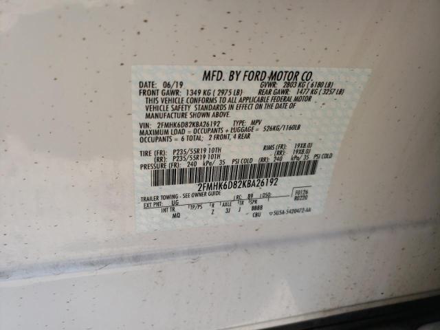 Photo 10 from auction – 2019 FORD FLEX LIMIT with VIN 2FMHK6D82KBA26192