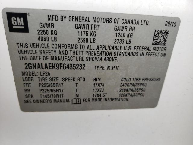 Photo 10 from auction – 2015 CHEVROLET EQUINOX LS with VIN 2GNALAEK9F6435232