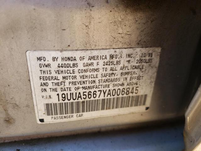 Photo 10 from auction – 2000 ACURA 3.2TL with VIN 19UUA5667YA006845