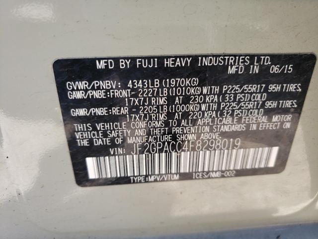 Photo 10 from auction – 2015 SUBARU XV CROSSTR with VIN JF2GPACC4F8298019
