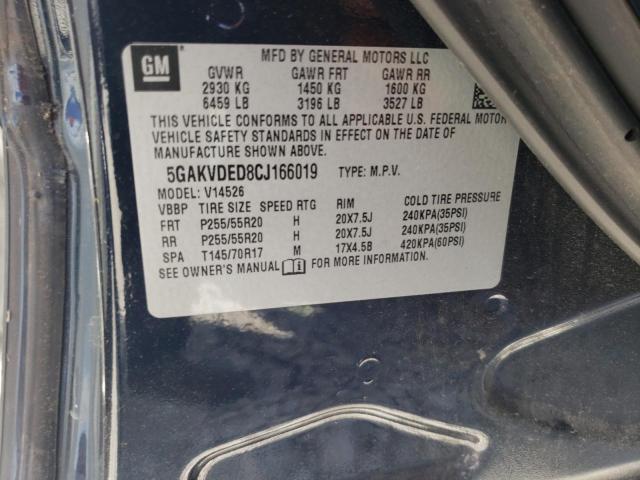 Photo 10 from auction – 2012 BUICK ENCLAVE with VIN 5GAKVDED8CJ166019