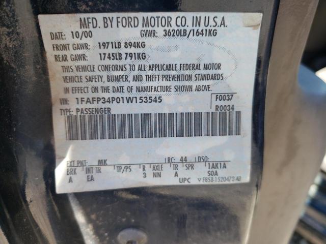 Photo 10 from auction – 2001 FORD FOCUS SE with VIN 1FAFP34P01W153545