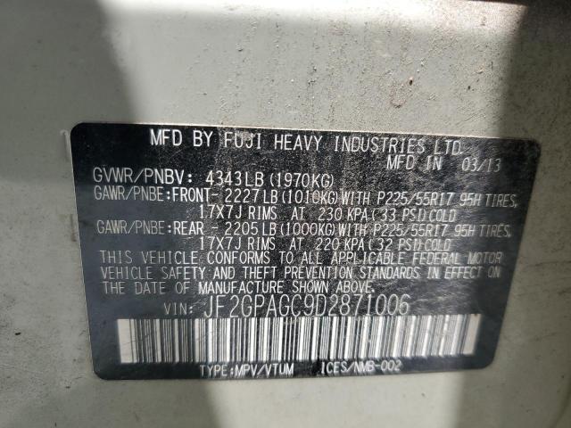 Photo 10 from auction – 2013 SUBARU XV CROSSTR with VIN JF2GPAGC9D2871006