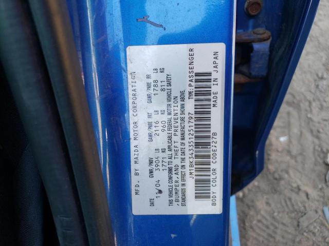 Photo 10 from auction – 2005 MAZDA 3 HATCHBAC with VIN JM1BK343351251797