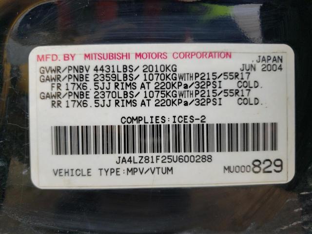 Photo 10 from auction – 2005 MITSUBISHI OUTLANDER with VIN JA4LZ81F25U600288