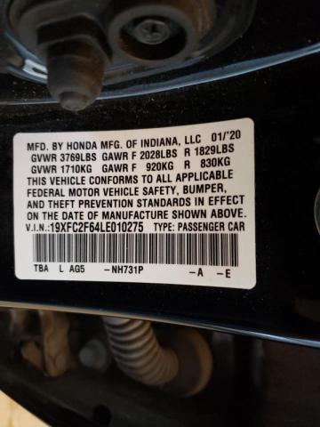 Photo 10 from auction – 2020 HONDA CIVIC LX with VIN 19XFC2F64LE010275