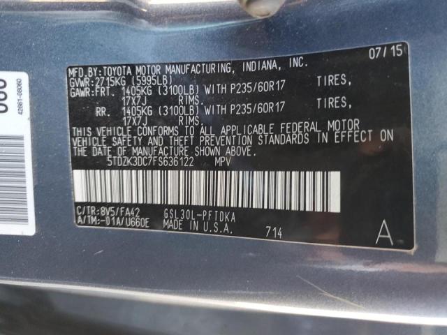 Photo 10 from auction – 2015 TOYOTA SIENNA with VIN 5TDZK3DC7FS636122