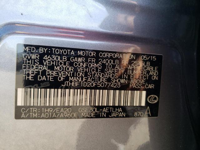 Photo 10 from auction – 2015 LEXUS IS 250 with VIN JTHBF1D20F5077423