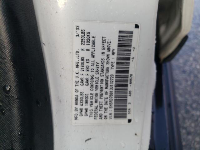 Photo 10 from auction – 2003 HONDA CR-V EX with VIN SHSRD78813U132729