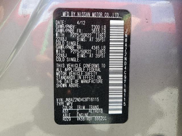 Photo 10 from auction – 2012 INFINITI QX56 with VIN JN8AZ2ND4C9716115