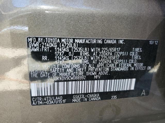 Photo 10 from auction – 2012 TOYOTA RAV4 LIMIT with VIN 2T3DK4DV9CW088992