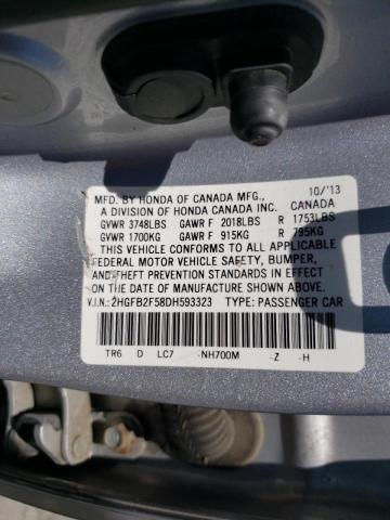 Photo 10 from auction – 2013 HONDA CIVIC LX with VIN 2HGFB2F58DH593323