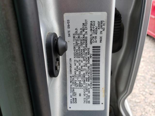 Photo 10 from auction – 2004 TOYOTA 4RUNNER SR with VIN JTEBU14R240023132