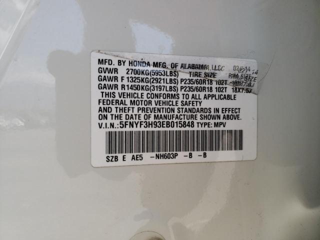 Photo 10 from auction – 2014 HONDA PILOT TOUR with VIN 5FNYF3H93EB015848