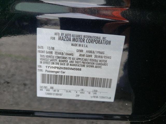 Photo 10 from auction – 2009 MAZDA 6 I with VIN 1YVHP82H595M45988