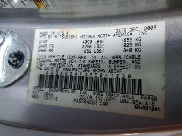 Photo 10 from auction – 2009 MITSUBISHI ECLIPSE GS with VIN 4A3AK24F39E041230