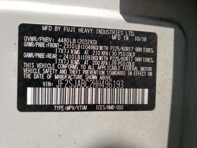Photo 10 from auction – 2017 SUBARU FORESTER 2 with VIN JF2SJABC2HH496193