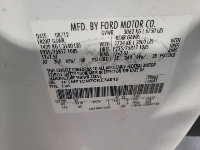 Photo 10 from auction – 2012 FORD F150 with VIN 1FTMF1CM7CKE34512