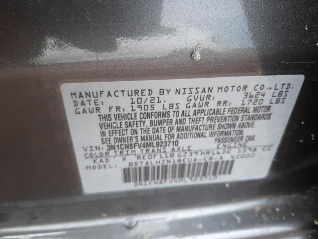 Photo 10 from auction – 2021 NISSAN VERSA SR with VIN 3N1CN8FV4ML923710