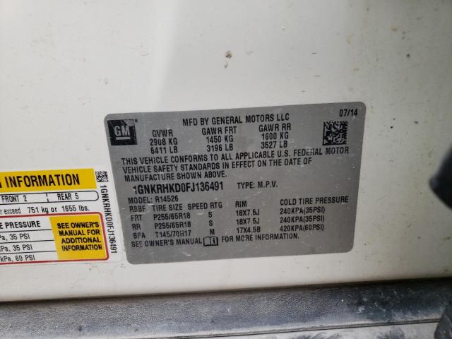 Photo 10 from auction – 2015 CHEVROLET TRAVERSE L with VIN 1GNKRHKD0FJ136491