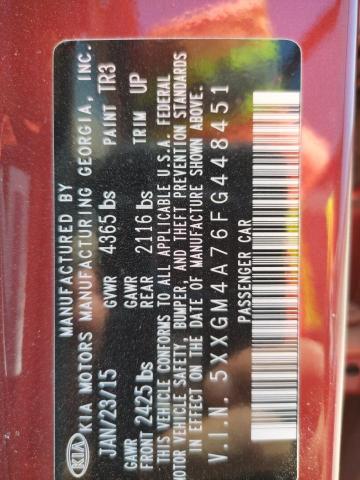 Photo 10 from auction – 2015 KIA OPTIMA LX with VIN 5XXGM4A76FG448451
