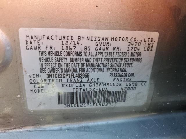 Photo 10 from auction – 2015 NISSAN VERSA NOTE with VIN 3N1CE2CP1FL403955