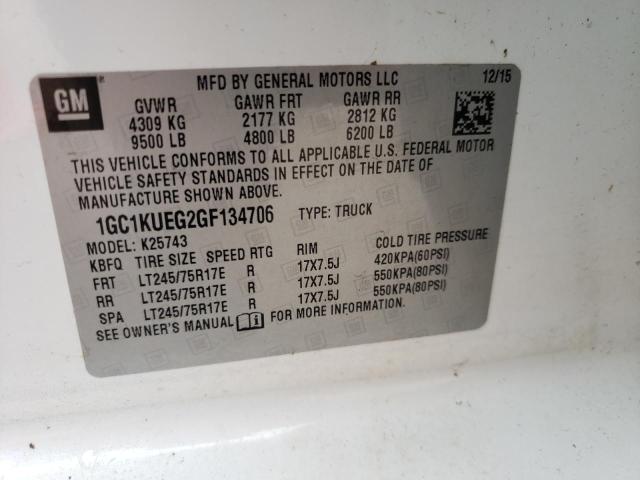 Photo 10 from auction – 2016 CHEVROLET SILVERADO with VIN 1GC1KUEG2GF134706