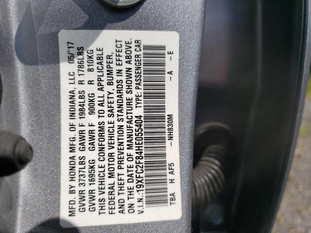 Photo 10 from auction – 2017 HONDA CIVIC EX with VIN 19XFC2F84HE055404